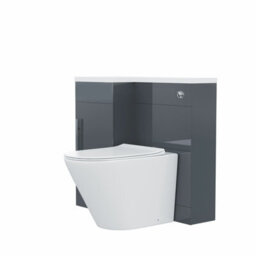 Nes Home 900mm Dark Grey Left Hand Basin Vanity Unit With Toilet Wc - thumbnail 7