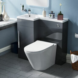 Nes Home 900mm Dark Grey Left Hand Basin Vanity Unit With Toilet Wc - thumbnail 2