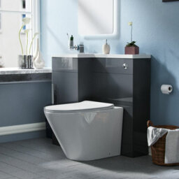 Nes Home 900mm Dark Grey Left Hand Basin Vanity Unit With Toilet Wc - thumbnail 4