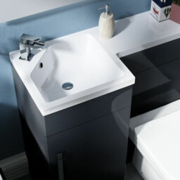 Nes Home 900mm Dark Grey Left Hand Basin Vanity Unit With Toilet Wc - thumbnail 5