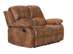 Faux Leather Suede Brown 2 Seater Manual Recliner Sofa Valencia - thumbnail 4