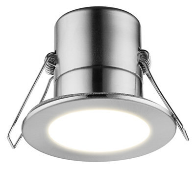 Luceco Eco Matt Silver Stainless Steel Effect Fixed Led Fire-Rated Warm White Downlight 5W Ip65, Pack Of 6 - image 1