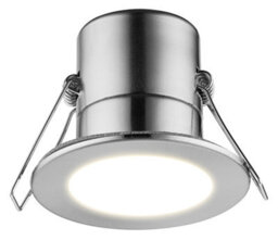 Luceco Eco Matt Silver Stainless Steel Effect Fixed Led Fire-Rated Warm White Downlight 5W Ip65, Pack Of 6