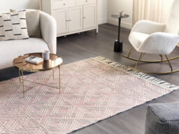 Beliani Rug Adana Pastel Pink 160 X 230 Cm Wool - thumbnail 2