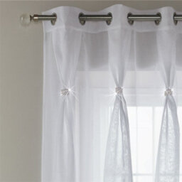 Luxury Living Linen Look Voile Ring Top Curtain Pair 147Cm X 274Cm White - thumbnail 2