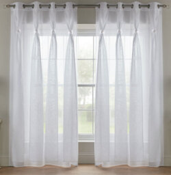 Luxury Living Linen Look Voile Ring Top Curtain Pair 147Cm X 274Cm White