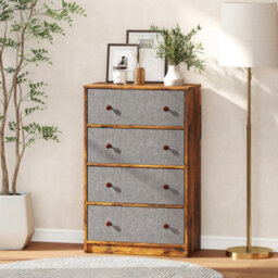 Homcom Chest Of Drawers, 4 Drawer Dresser For Bedroom, Grey And Rustic Brown - thumbnail 8