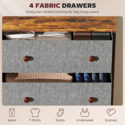 Homcom Chest Of Drawers, 4 Drawer Dresser For Bedroom, Grey And Rustic Brown - thumbnail 4