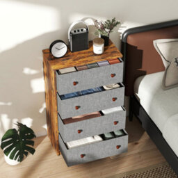 Homcom Chest Of Drawers, 4 Drawer Dresser For Bedroom, Grey And Rustic Brown - thumbnail 7
