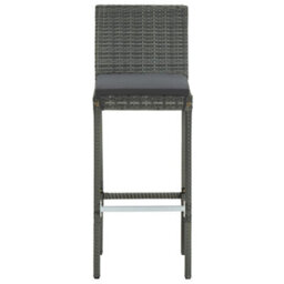 Vidaxl Garden Bar Stools With Cushions 4 Pcs Grey Poly Rattan - thumbnail 4