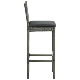 Vidaxl Garden Bar Stools With Cushions 4 Pcs Grey Poly Rattan - thumbnail 5
