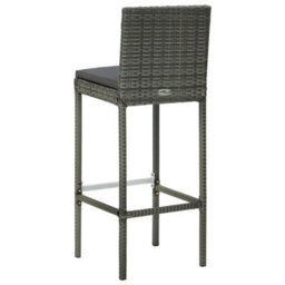 Vidaxl Garden Bar Stools With Cushions 4 Pcs Grey Poly Rattan - thumbnail 6