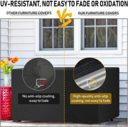Outdoor Protective Cover For Garden Furniture, 210D, Table And Chair, 180X120X74Cm, Black - thumbnail 6