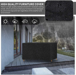 Outdoor Protective Cover For Garden Furniture, 210D, Table And Chair, 180X120X74Cm, Black - thumbnail 7
