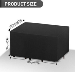 Outdoor Protective Cover For Garden Furniture, 210D, Table And Chair, 180X120X74Cm, Black - thumbnail 2