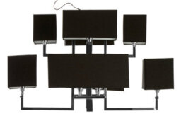 Orsina 12 Bulb Pendant Light, Monochrome Stainless Steel Pendant With High Gloss Nickel Finish, Acrylic Shades