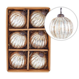 Beliani Set Of 6 Baubles Ivoire Glass Silver