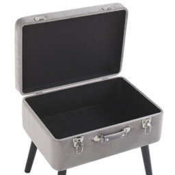 Beliani Grey Velvet Storage Stool With Suitcase Lift-Top And Black Legs, W52 X D36 X H46Cm - thumbnail 5