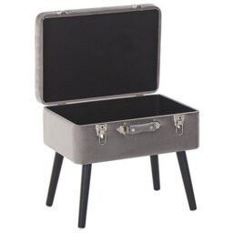 Beliani Grey Velvet Storage Stool With Suitcase Lift-Top And Black Legs, W52 X D36 X H46Cm - thumbnail 4