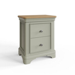 Fwstyle 2 Drawer Sage Green Oak Bedside Chest Table Ready Assembled