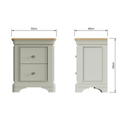 Fwstyle 2 Drawer Sage Green Oak Bedside Chest Table Ready Assembled - thumbnail 4