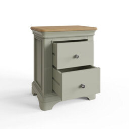 Fwstyle 2 Drawer Sage Green Oak Bedside Chest Table Ready Assembled - thumbnail 2