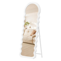 Songmics Full Length Mirror, 160 X 50 Cm, Irregular Wavy Full Body Floor Mirror With Stand, Standing, Mdf Frame - thumbnail 2