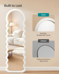 Songmics Full Length Mirror, 160 X 50 Cm, Irregular Wavy Full Body Floor Mirror With Stand, Standing, Mdf Frame - thumbnail 3