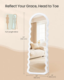 Songmics Full Length Mirror, 160 X 50 Cm, Irregular Wavy Full Body Floor Mirror With Stand, Standing, Mdf Frame - thumbnail 5