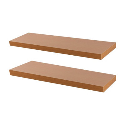 Harbour Housewares 100Cm Floating Wall Shelves- Brown - Photo Gallery Bookshelf Wall Shelves For Storage & Display - Set Of 2 - image 1