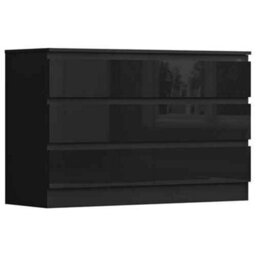 Modern High Gloss 6 Drawer Chest Of Drawers, Matt Black Body With Gloss Black Drawers, Storage Cabinet For Bedroom - thumbnail 7