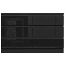 Modern High Gloss 6 Drawer Chest Of Drawers, Matt Black Body With Gloss Black Drawers, Storage Cabinet For Bedroom - thumbnail 6