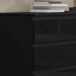 Modern High Gloss 6 Drawer Chest Of Drawers, Matt Black Body With Gloss Black Drawers, Storage Cabinet For Bedroom - thumbnail 3