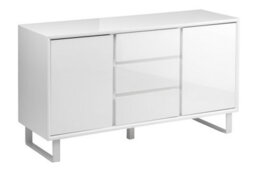 Orsina Contemporary White High Gloss Sideboard, Gloss Finish Tv Cabinet For Livingroom, Functional Tv Unit