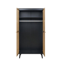 Swish Furniture Manila Black & Pvc Rattan 2 Door Double Wardrobe Bedroom Furniture Storage - thumbnail 5