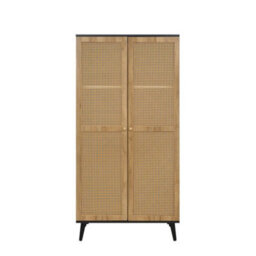 Swish Furniture Manila Black & Pvc Rattan 2 Door Double Wardrobe Bedroom Furniture Storage - thumbnail 4