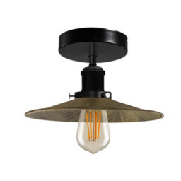 Industrial Semi Flush Mount Ceiling Light Metal 22Cm Lampshade E27 Base Light Fixture Brushed Brass
