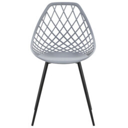 Beliani Set Of 2 Grey Net-Back Dining Chairs With Black Legs - Compact Pair - thumbnail 1