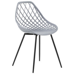 Beliani Set Of 2 Grey Net-Back Dining Chairs With Black Legs - Compact Pair - thumbnail 4
