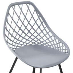 Beliani Set Of 2 Grey Net-Back Dining Chairs With Black Legs - Compact Pair - thumbnail 7