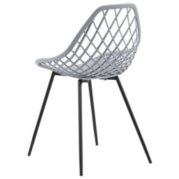Beliani Set Of 2 Grey Net-Back Dining Chairs With Black Legs - Compact Pair - thumbnail 6