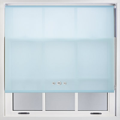 Furnished Roller Blind With Triple Chrome Round Eyelet And Metal Fittings - Duck Egg Daylight Shade (W)180Cm X (L)210Cm