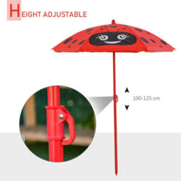 Outsunny Kids Folding Picnic Table Chair Set Ladybug Pattern Outdoor W/ Parasol - thumbnail 6