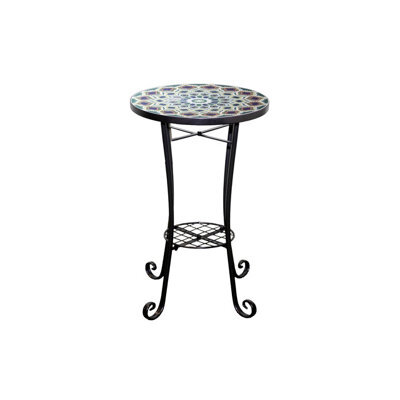 Shatchi 35Cm Casablanca Mosaic Plant Stand And Side Table With Ceramic Tile Top For Indoor Outdoor Use - image 1