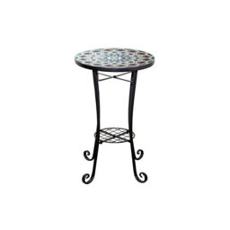 Shatchi 35Cm Casablanca Mosaic Plant Stand And Side Table With Ceramic Tile Top For Indoor Outdoor Use