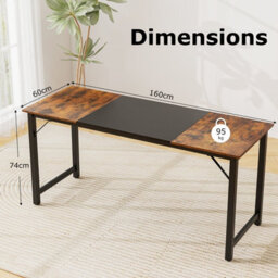 Costway 160 X 60 Cm Computer Desk Industrial Writing Desk Conference Table With Metal Frame - thumbnail 2