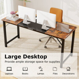 Costway 160 X 60 Cm Computer Desk Industrial Writing Desk Conference Table With Metal Frame - thumbnail 8