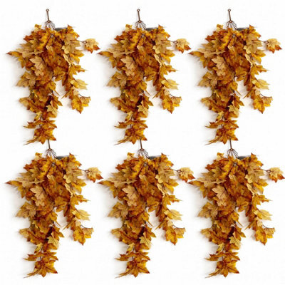 Leaf Pack Of 6 X 70Cm Artificial Trailing Grape Ivy Plant Faux Hanging Foliage - Yellow - image 1