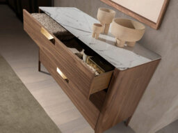 Angel Cerda Elegant Walnut Chest Of Drawers With Marble-Effect Top - thumbnail 4
