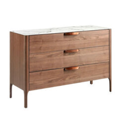 Angel Cerda Elegant Walnut Chest Of Drawers With Marble-Effect Top